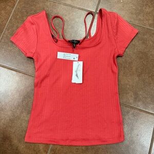 Jessica Simpson Red Ribbed Top